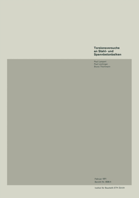 Torsionsversuche an Stahl- Und Spannbetonbalken, Paperback / softback Book