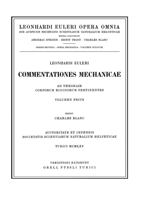 Mechanica corporum solidorum 1st part, Hardback Book