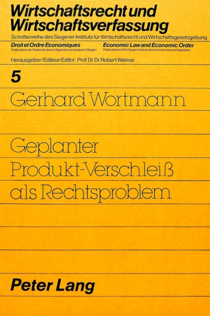 Geplanter Produkt-Verschleiss ALS Rechtsproblem, Paperback / softback Book