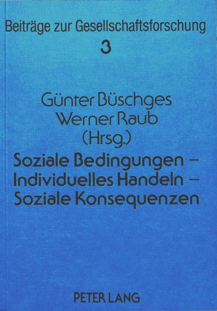 Soziale Bedingungen - Individuelles Handeln - Soziale Konsequenzen, Paperback Book
