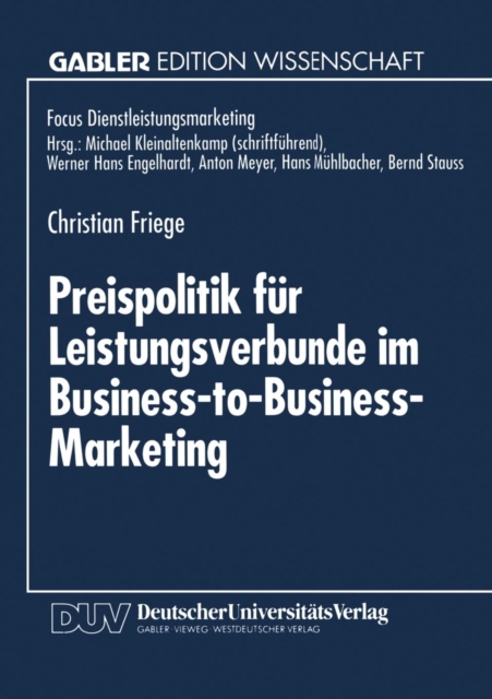 Preispolitik Fur Leistungsverbunde Im Business-To-Business-Marketing, Paperback / softback Book