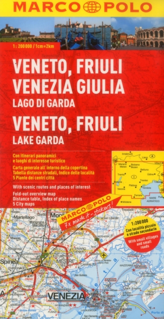 Italy - Veneto, Friuli, Lake Garda Marco Polo Map, Sheet map, folded Book