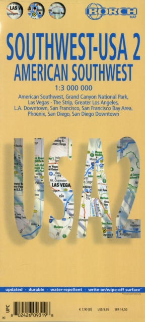 USA Southwest - American Southwest, Borch Map : Southwest USA, American Southwest, Grand Canyon National Park, Las Vegas - The Strip, Greater Los Angeles, L.A. Downtown, San Francisco, San Francisco B, Sheet map, folded Book