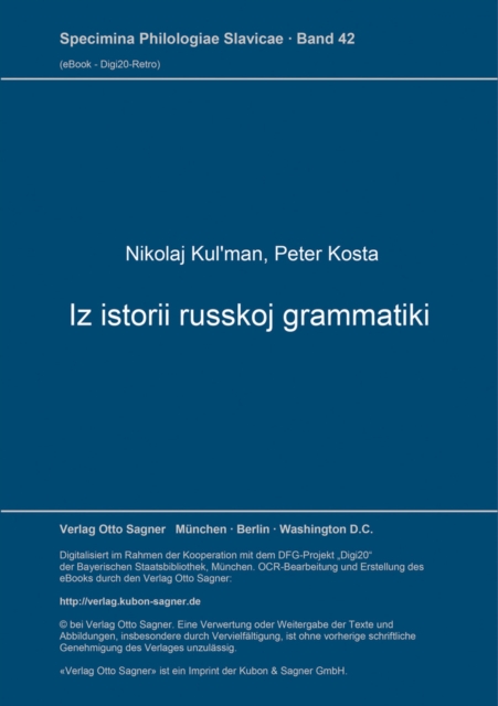 Iz istorii russkoj grammatiki : Nachdruck der Ausgabe Petrograd 1917 besorgt von Peter Kosta, Paperback Book