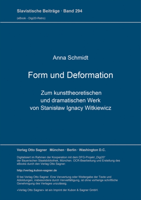 Form und Deformation : Zum kunsttheoretischen und dramatischen Werk von Stanislaw Ignacy Witkiewicz, Paperback Book
