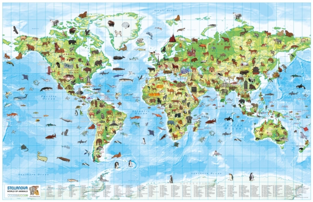 Children's Wall Map: World of Animals : Beautiful wall map ideal for a classroom or a bedroom, Sheet map, rolled Book