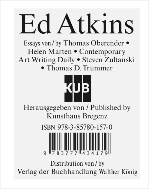 Ed Atkins, Hardback Book