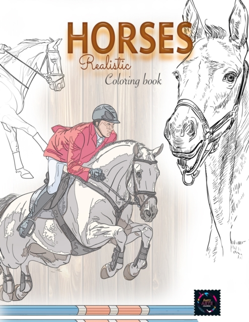 Realistic horses coloring book : adult coloring books animals, Paperback / softback Book