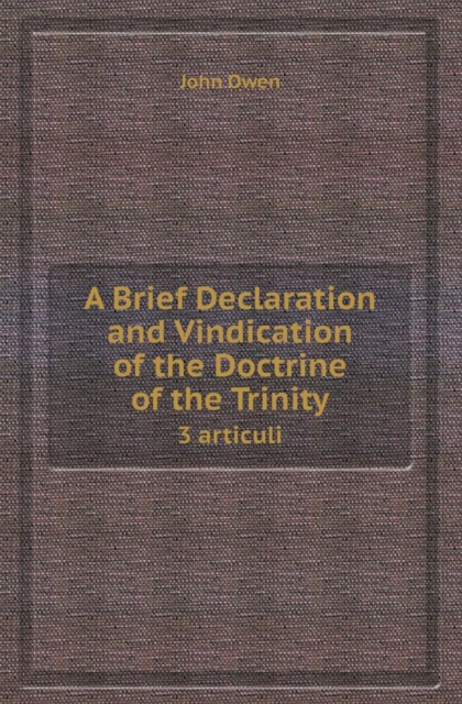 A Brief Declaration and Vindication of the Doctrine of the Trinity 3 Articuli, Paperback / softback Book