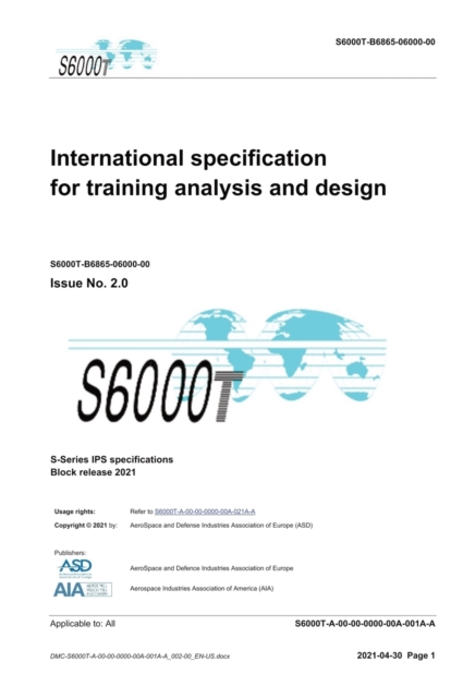 S6000T, International specification for training analysis and design, Issue 2.07 : S-Series 2021 Block Release, Hardback Book