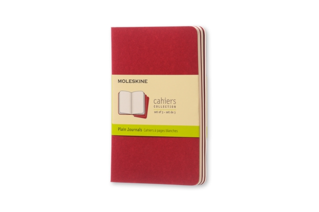 Moleskine Plain Cahier - Red Cover (3 Set), Multiple copy pack Book