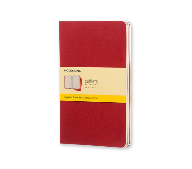 Moleskine Squared Cahier L - Red Cover (3 Set), Multiple copy pack Book