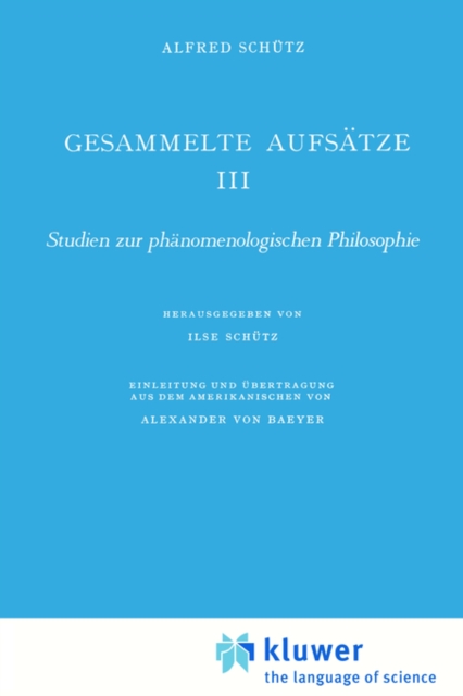Gesammelte Aufsatze III : Studien zur phanomenologischen Philosophie, Paperback / softback Book