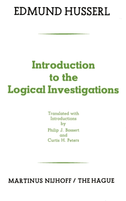 Introduction to the Logical Investigations : A Draft of a Preface to the Logical Investigations (1913), Paperback / softback Book