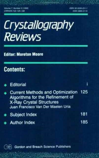 Current Methods and Optimization Algorithms for the Refinement of X-Ray Crystal Structures, Paperback / softback Book