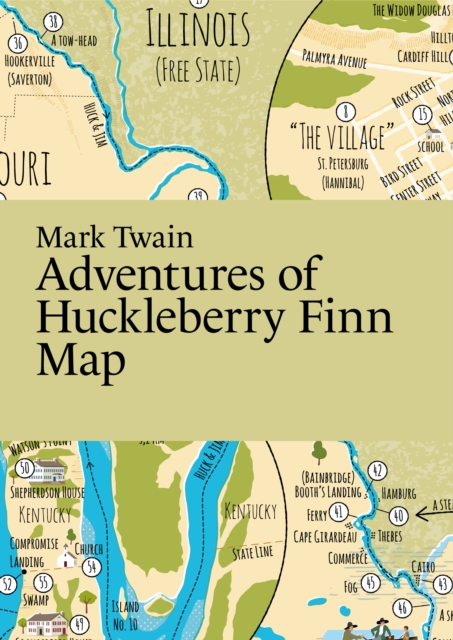 Mark Twain, Adventures of Huckleberry Finn Map, Sheet map, folded Book
