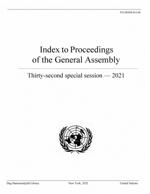 Index to proceedings of the General Assembly : thirty-second  special session - 2021, Paperback / softback Book