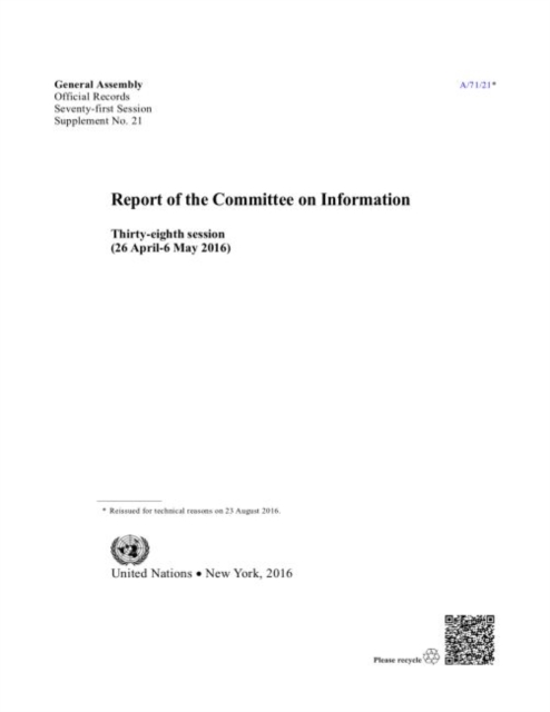 Report of the Committee on Information : thirty-eighth session (26 April-6 May 2016), Paperback / softback Book