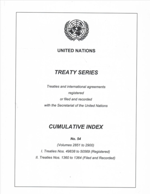 Treaty Series Cumulative Index Number 54, Paperback / softback Book
