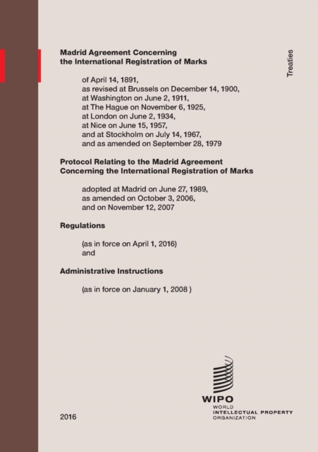 Madrid Agreement Concerning the International Registration of Marks, Paperback Book