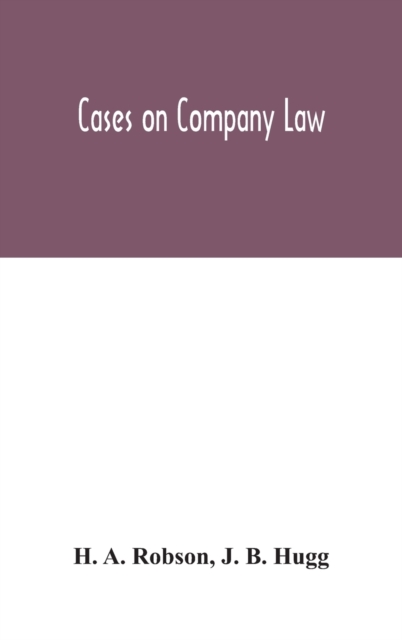 Cases on Company Law, Hardback Book