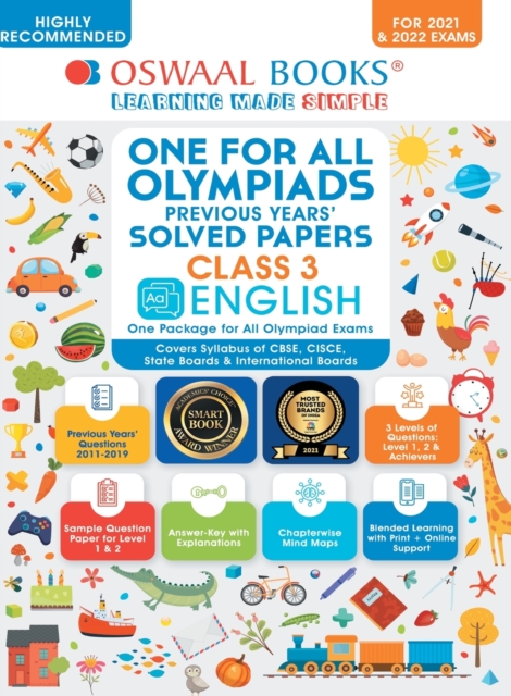 Oswaal One for All Olympiad Previous Years' Solved Papers, Class-3 English Book (For 2021-22 Exam), Paperback / softback Book