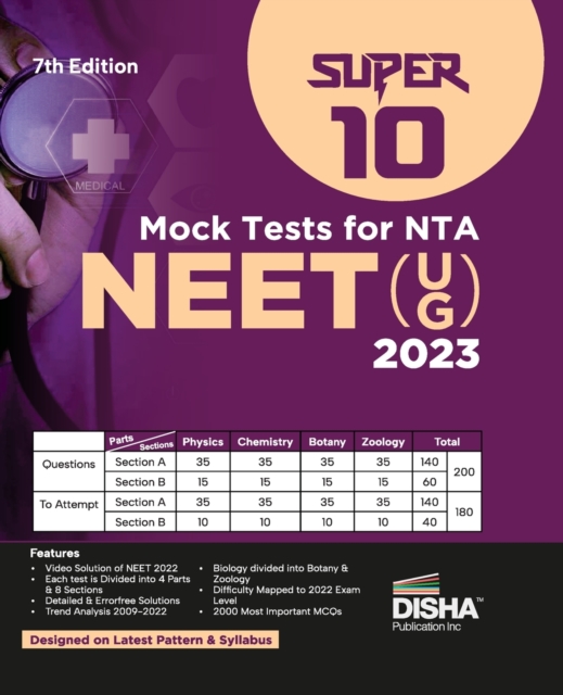 Super 10 Mock Tests for New Pattern Nta Neet (Ug) 20237th Edition | Physics, Chemistry, Biologypcb | Optional   Questions | 5 Statement MCQS | Mock Tests | 100% Solutions | Improve Your Speed, Strike, Paperback / softback Book