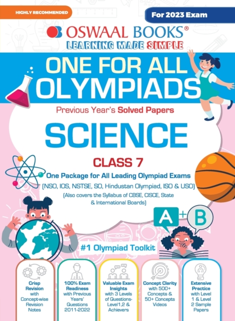 Oswaal One For All Olympiad Previous Years' Solved Papers, Class-7 Science Book (For 2023 Exam), Paperback / softback Book