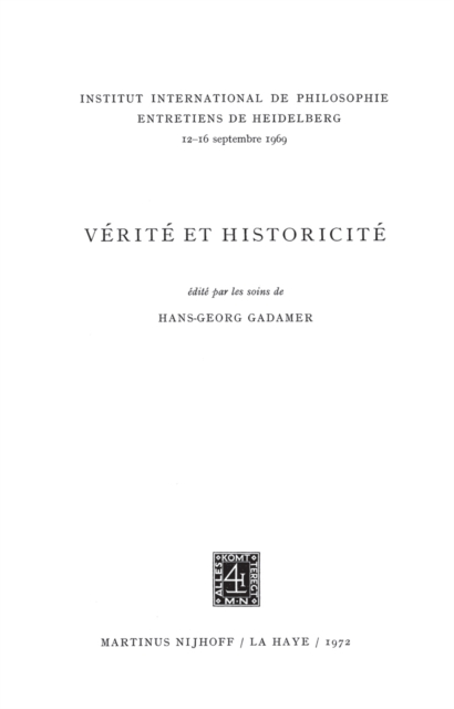 Truth and Historicity / Verite et Historicite, PDF eBook