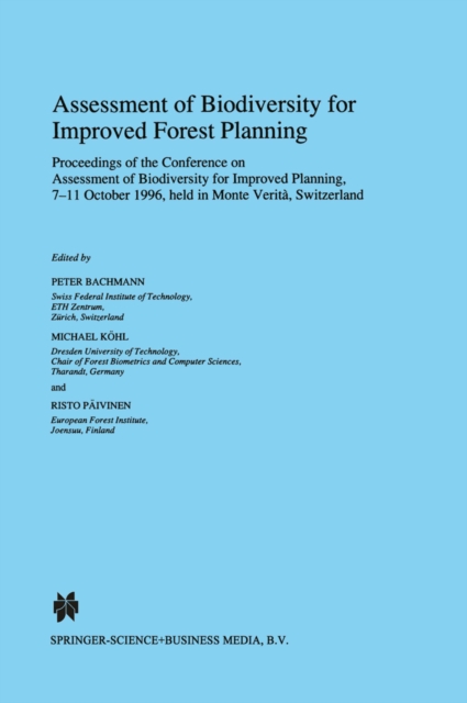 Assessment of Biodiversity for Improved Forest Planning, PDF eBook