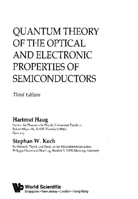 Quantum Theory Of The Optical And Electronic Properties Of Semiconductors (3rd Edition), PDF eBook